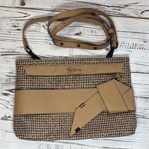 Foley + Corinna Houndstooth & Vegan Leather Crossbody Tan / Brown